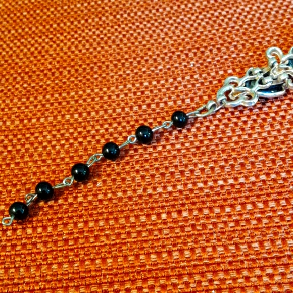 Vintage 1950's Black & Silver Choker Necklace - Picture 3 of 4